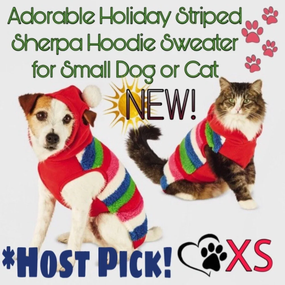 WINTER SHERPA SWEATER *DOG *CAT *NEW *FESTIVE HOLIDAY HOODIE *XS